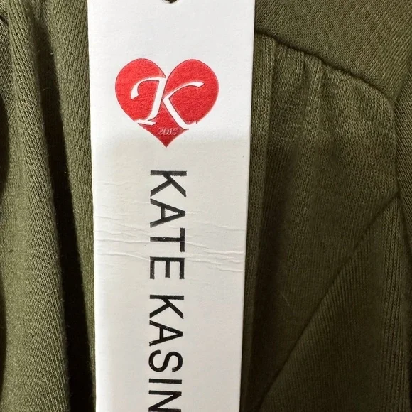 Kate Kasin Ruched Sides Deep Green Long Sleeve Midi Dress Size 2XL - Picture 5 of 6